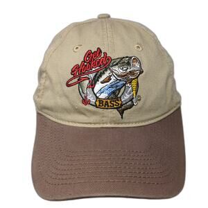 Get Hooked Bass Strapback Baseball Cap Brown One Size Adjustable Embroidered CSI